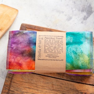 Toalhas de papel reutilizáveis com tintura de gravata, estampas surpresa, conjunto de pacote de recarga de 10, toalhas sem papel, toalhas de papel laváveis