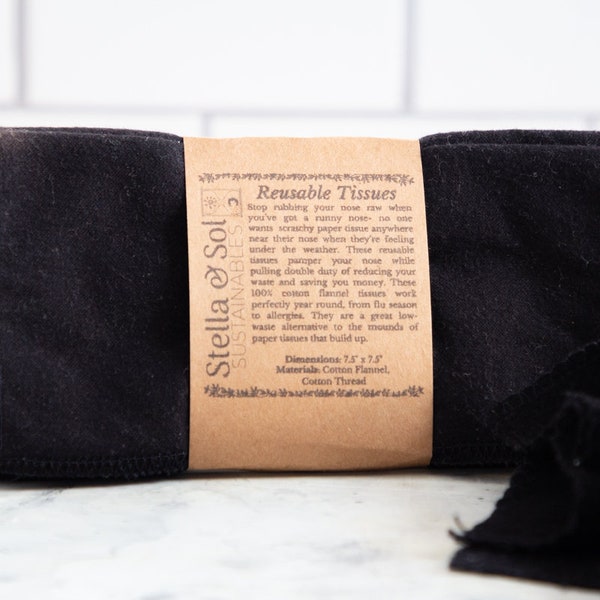 Cloth Tissue, Zero Waste, Reusable Black Tissue, Eco Friendly