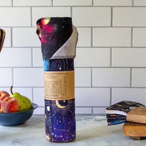 Pre Rolled Washable Paper Towels Set of 20, Space, Paperless Paper Towels, Paper Towel Reusable, Sustainable Paper Towel Alternatives