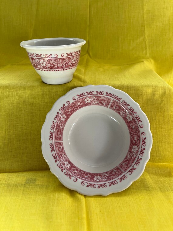 Vintage Restaurant Ware Strawberry Hill Lg and Sm Bowl Set Etsy