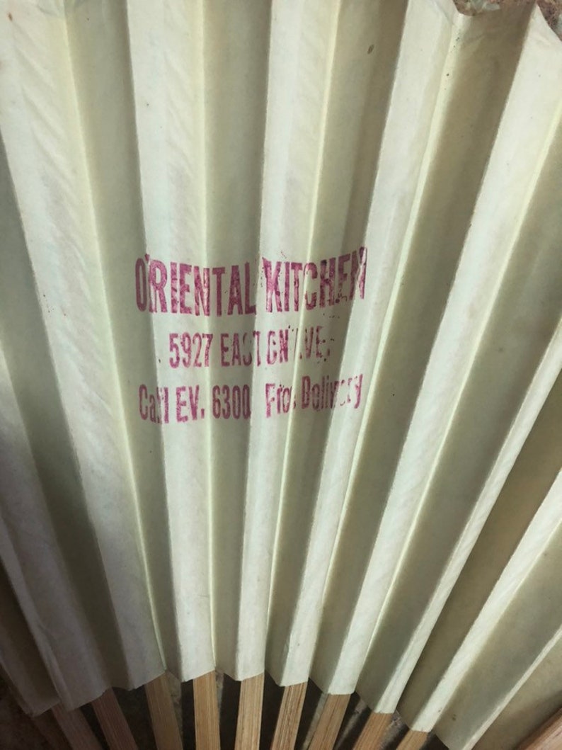 1960S Oriental Paper Bamboo Fan