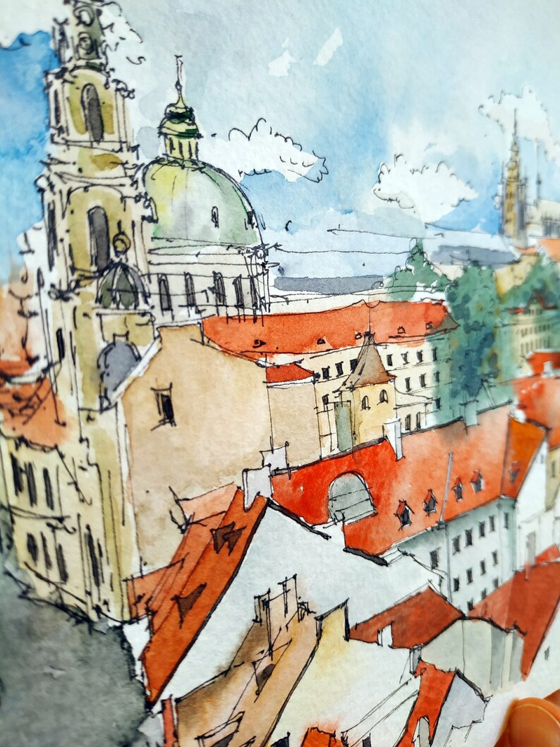 Prague ORIGINAL painting Czech Republic watercolor Prague Etsy