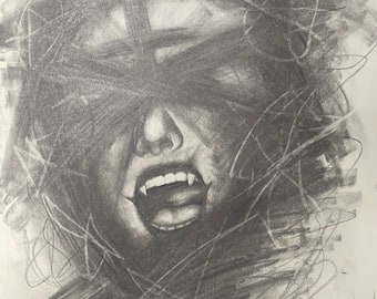 Sinner 11x14 Original Graphit Zeichnung