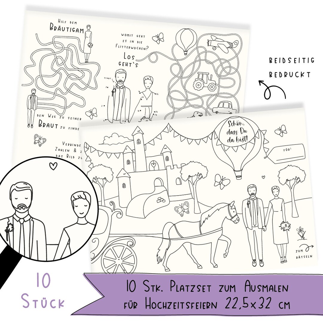 10 Coloring Placemats for Kids Wedding Painting Set With Etsy