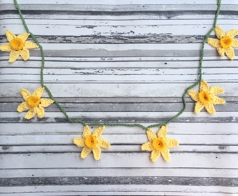 Daffodil Flower Garland Crochet Spring Flower Bunting. Easter Etsy