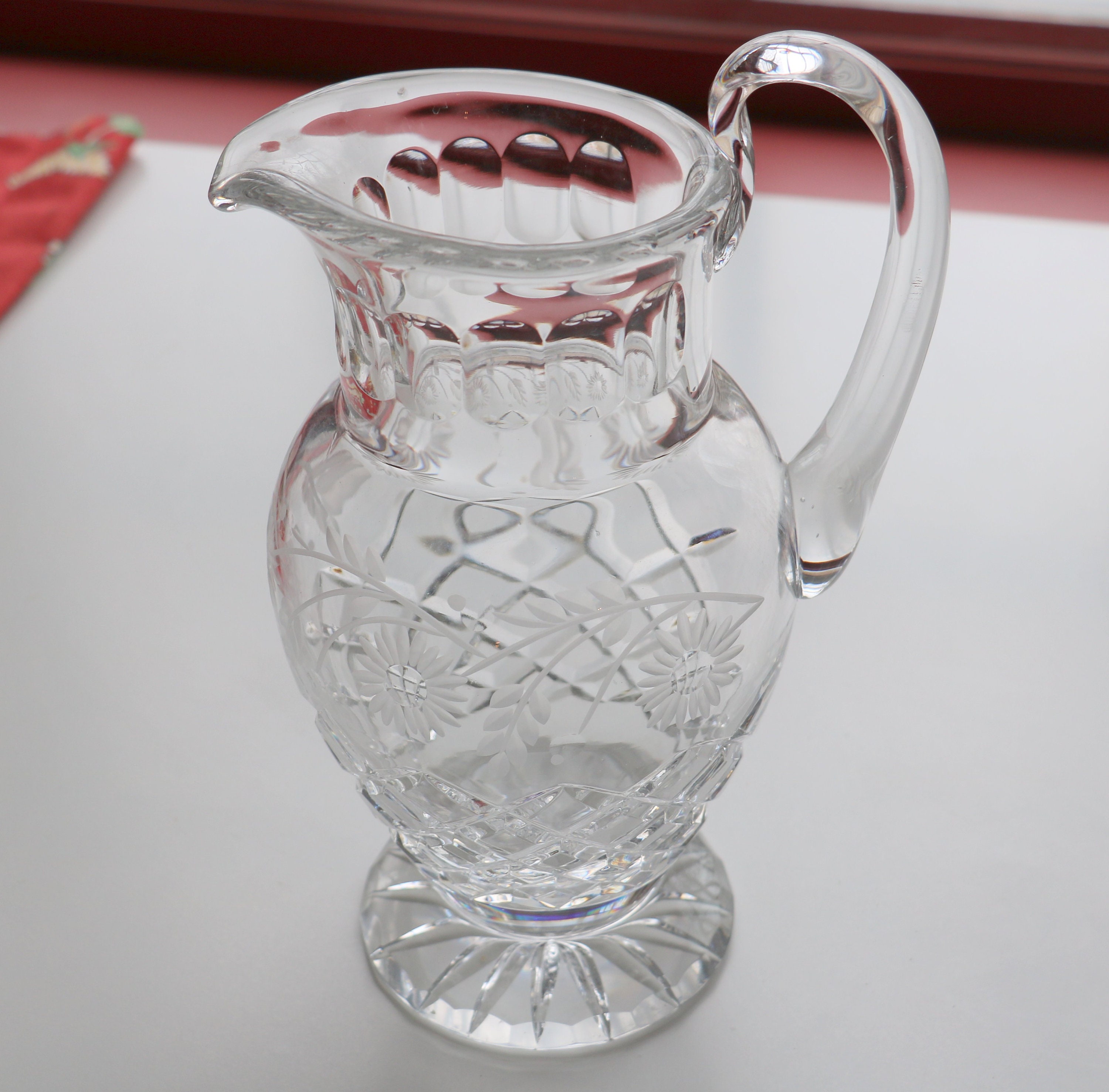 Jarra de cristal de plomo de corte antiguo, jarra de cristal pesada alta,  jarra de agua de cristal eduardiana victoriana de 10,5 de altura, regalo de  boda -  España