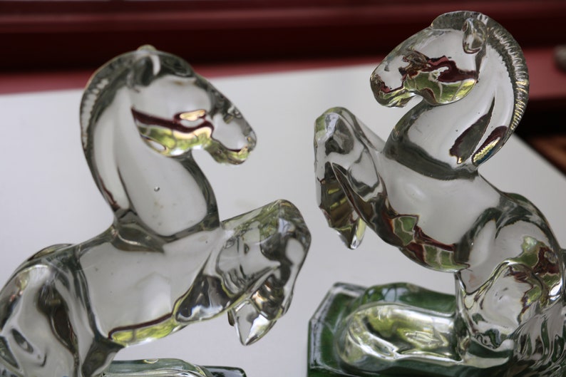 green glass horse bookends green glass horse bookends