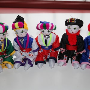 Vintage Set of Handmade Dolls 11 Inches Tall Ukrainian, Laos, Thailand, East European