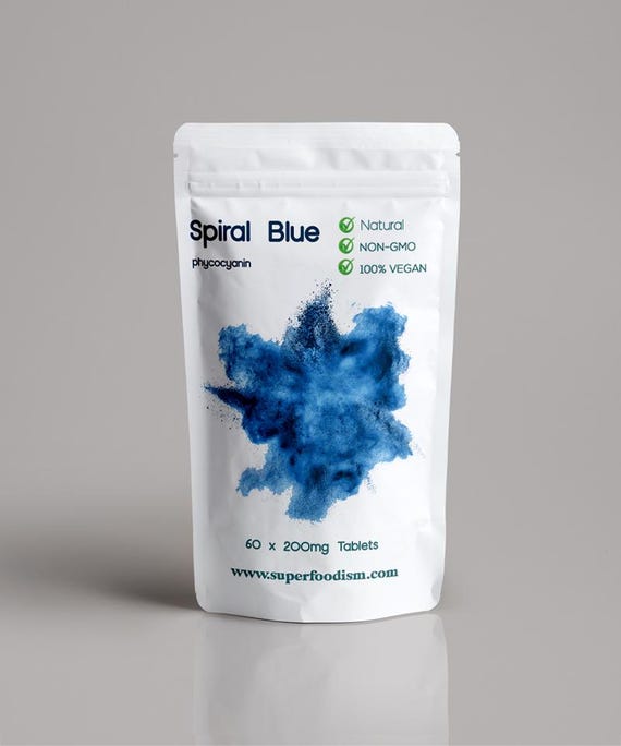 Spiral Blue - Phycocyanin - 60 X 200mg Tablets - Blue