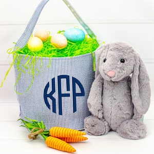 Seersucker Easter Basket - 7 Colors - Personalized Easter Buckets