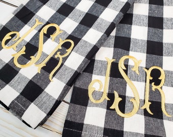 Buffalo Plaid Kitchen Towel - Monogrammed Farmhouse Decor