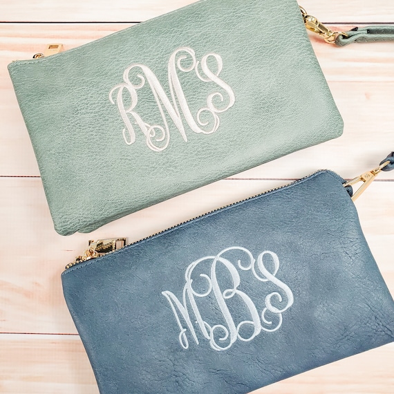 Monogrammed wristlet cheap