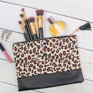 Cheetah Print Zip Pouch - Leopard Cheetah Clutch Monogrammed Bag