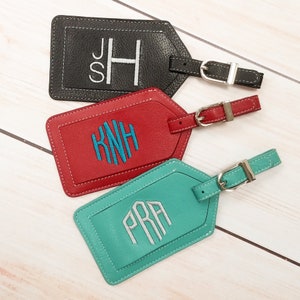 Leather Luggage Tags - Monogrammed Luggage Tag - 7 Colors