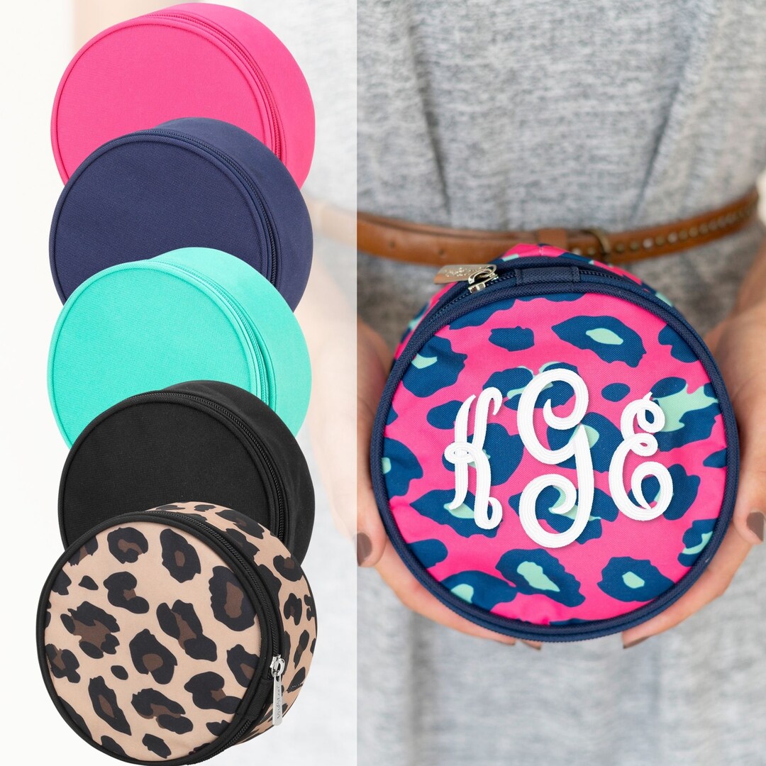 Monogram Case Monogrammed Jewelry Travel Case - Personalized Jewelry Cosmetic Bag - 6 ...