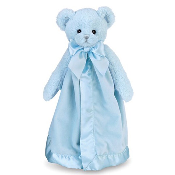 Bearington Baby Snuggler Personalized Baby Shower Gift Monogrammed Lovey Blanket -- Blue Bear
