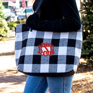 Black Plaid Tote Bag Etsy UK