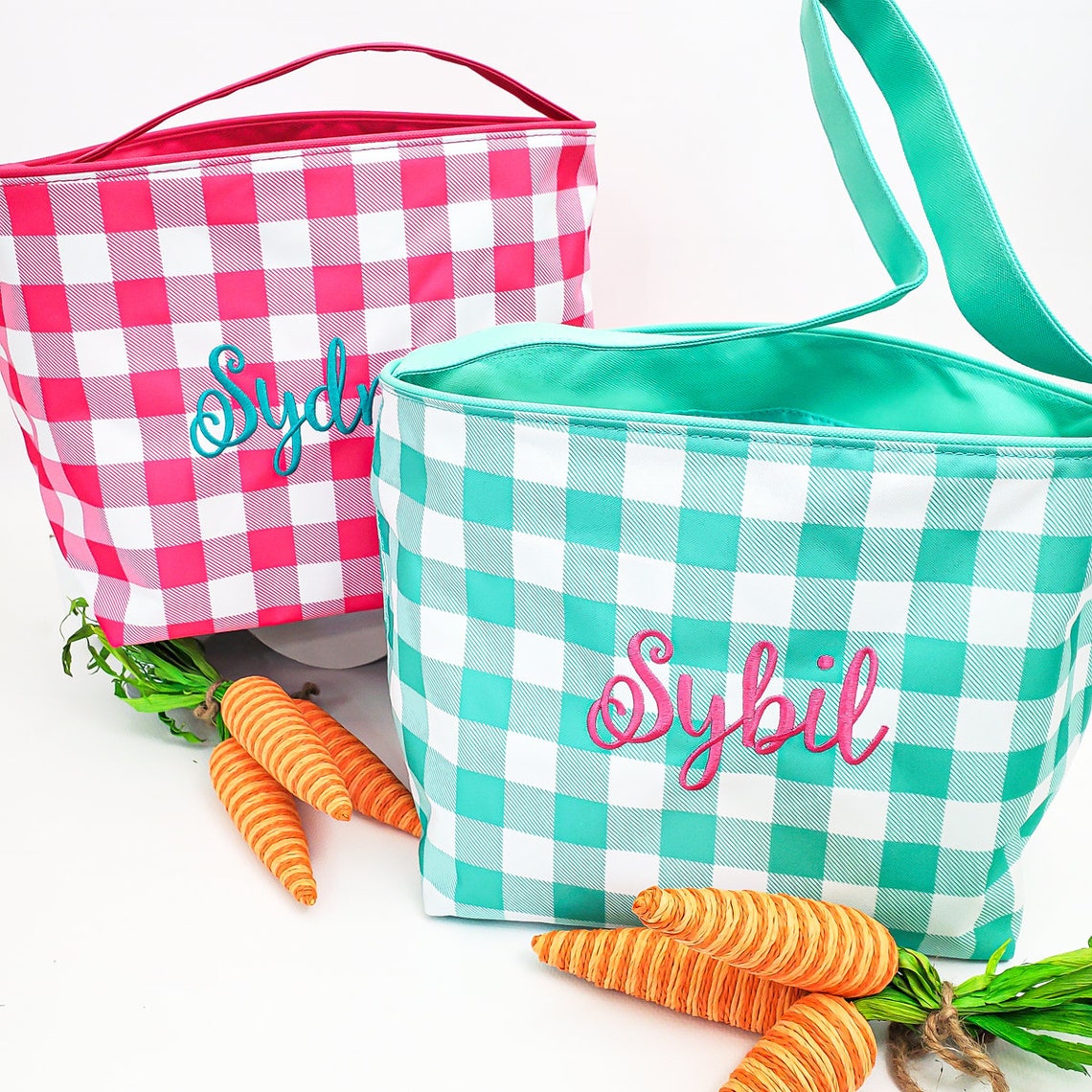 Gingham Easter Basket 4 Colors Personalized Easter Buckets Etsy