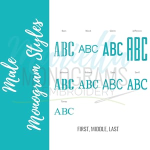 Marietta Monograms Embroidery Font Choices Male Monograms