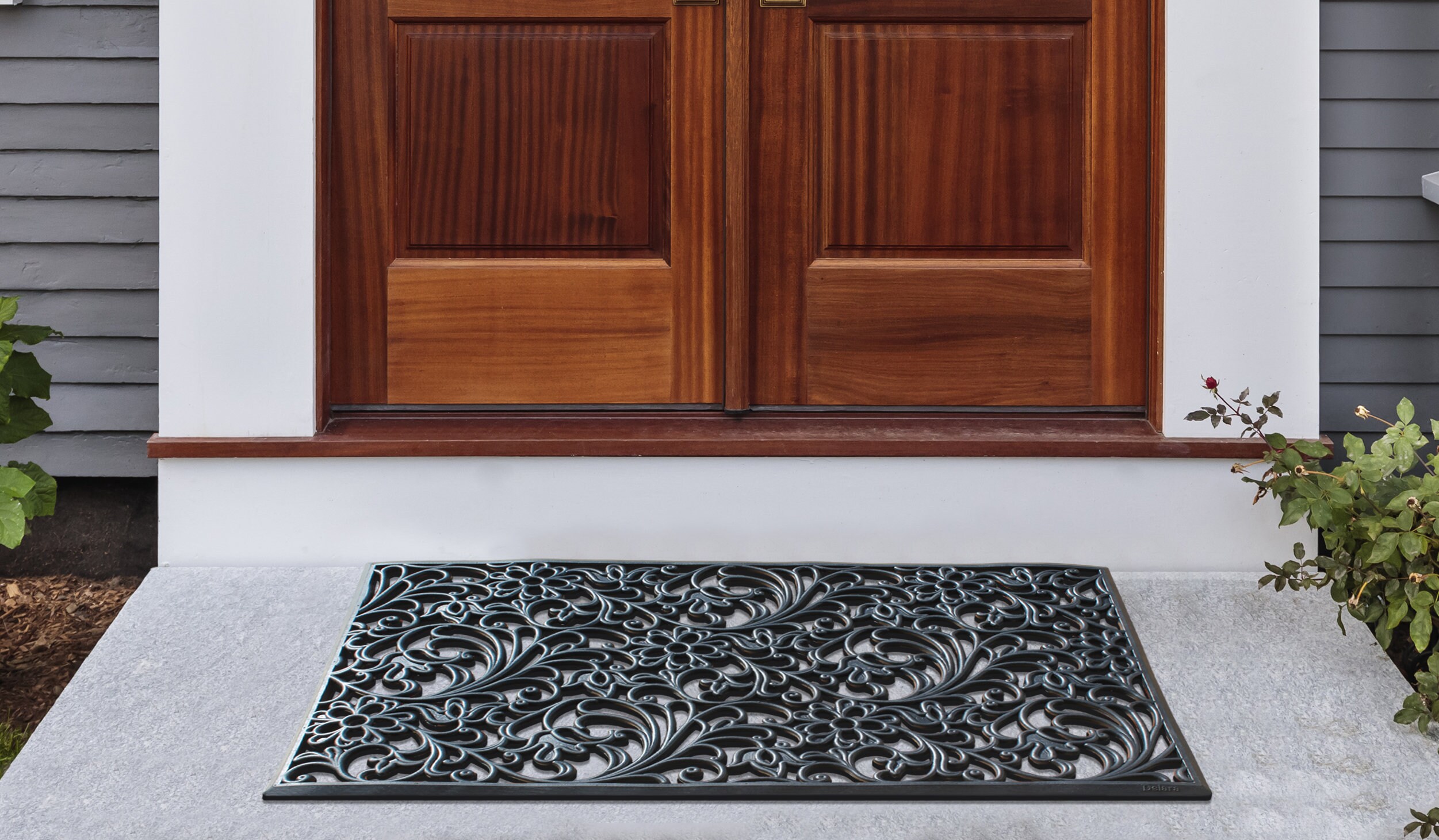 A1HC Large Outdoor Floor Door Mat, Natural Rubber Grill Drainable