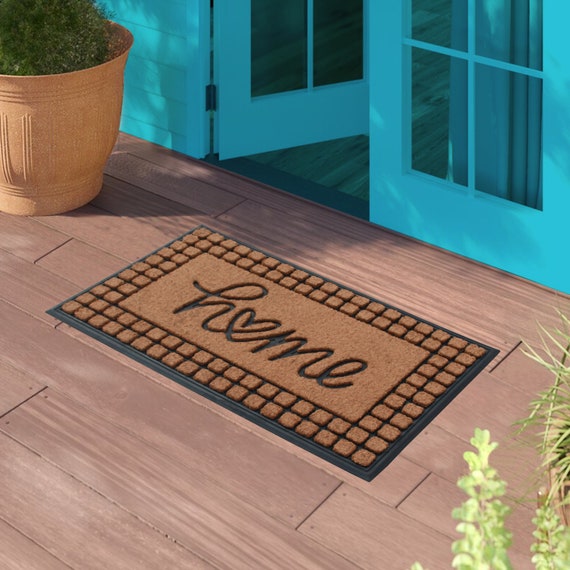 A1HC Natural Coir Monogrammed Entrance Door Mats, Durable Large Outdoor Rug,  Non-Slip, Flock Doormat, Thin-Profile Heavy Duty Door Mat, Indoor Outdoor  Front Door, High Traffic Areas, 18 X 30 