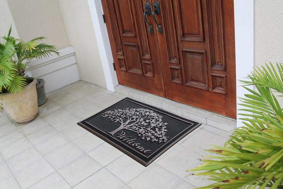 A1HC 100% Rubber Front Door Mat, Non-slip Welcome Doormat, Rubber