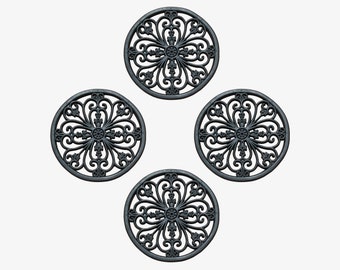 A1HC Multi Functional-Garden Stepping Stone Mat Round, Natural Rubber Heavy-Duty Hand Finished Design 12"X12" Set of 4, Classic Paisley