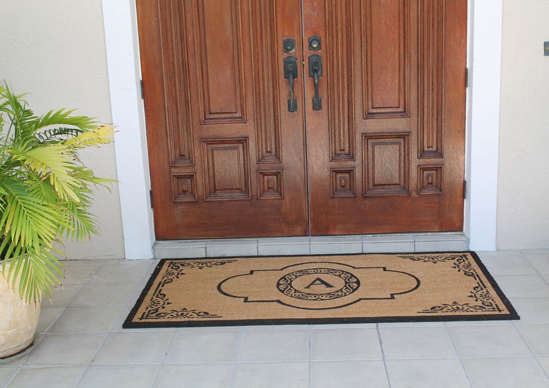 A1HC Hand Crafted Coir Double Door Monogrammed Doormat Etsy