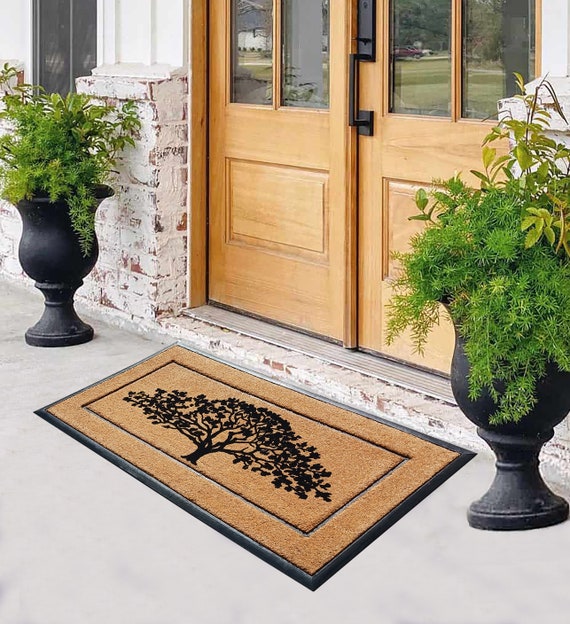 A1 Home Collections Plain Brown/Black Rubber/Coir Outdoor Doormat