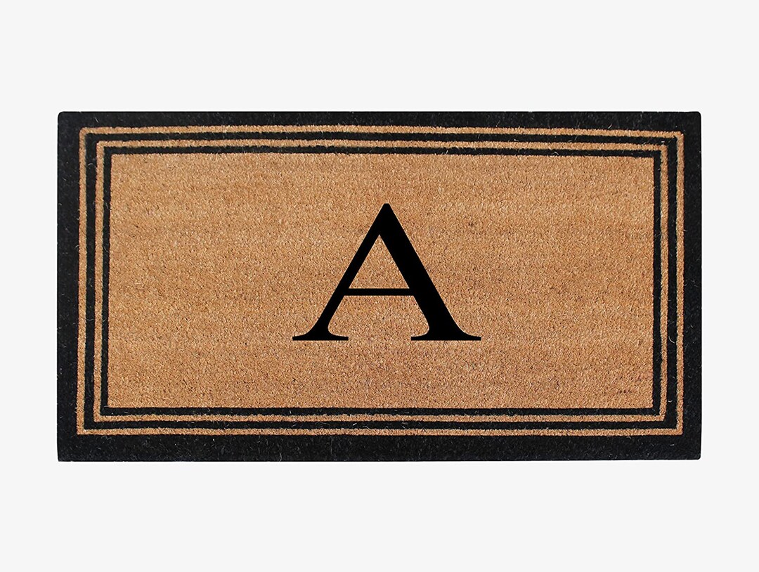 A1HC Natural Coir Monogrammed Entrance Door Mats, Durable Large Outdoor Rug,  Non-Slip, Flock Doormat, Thin-Profile Heavy Duty Door Mat, Indoor Outdoor  Front Door, High Traffic Areas, 18 X 30 