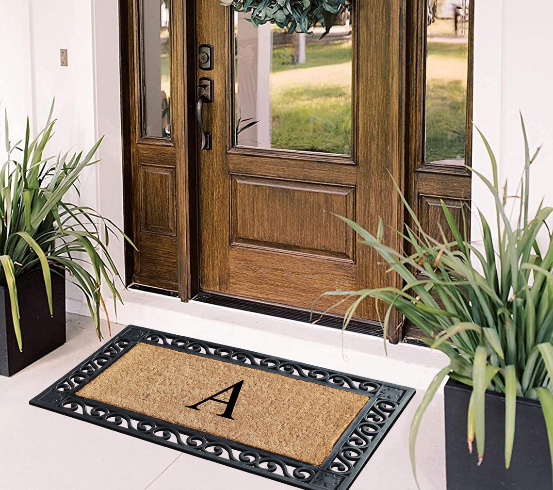 A1HC Natural Rubber & Coir Monogrammed Door Mat for Front Etsy