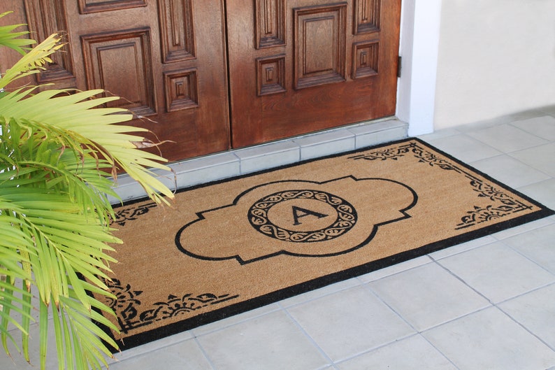 A1HC Hand Crafted Coir Double Door Monogrammed Doormat Etsy