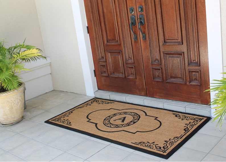 A1HC Hand Crafted Coir Double Door Monogrammed Doormat Etsy