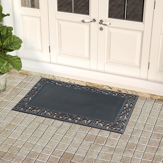 A1HC 100% Rubber Front Door Mat, Non-slip Welcome Doormat, Rubber