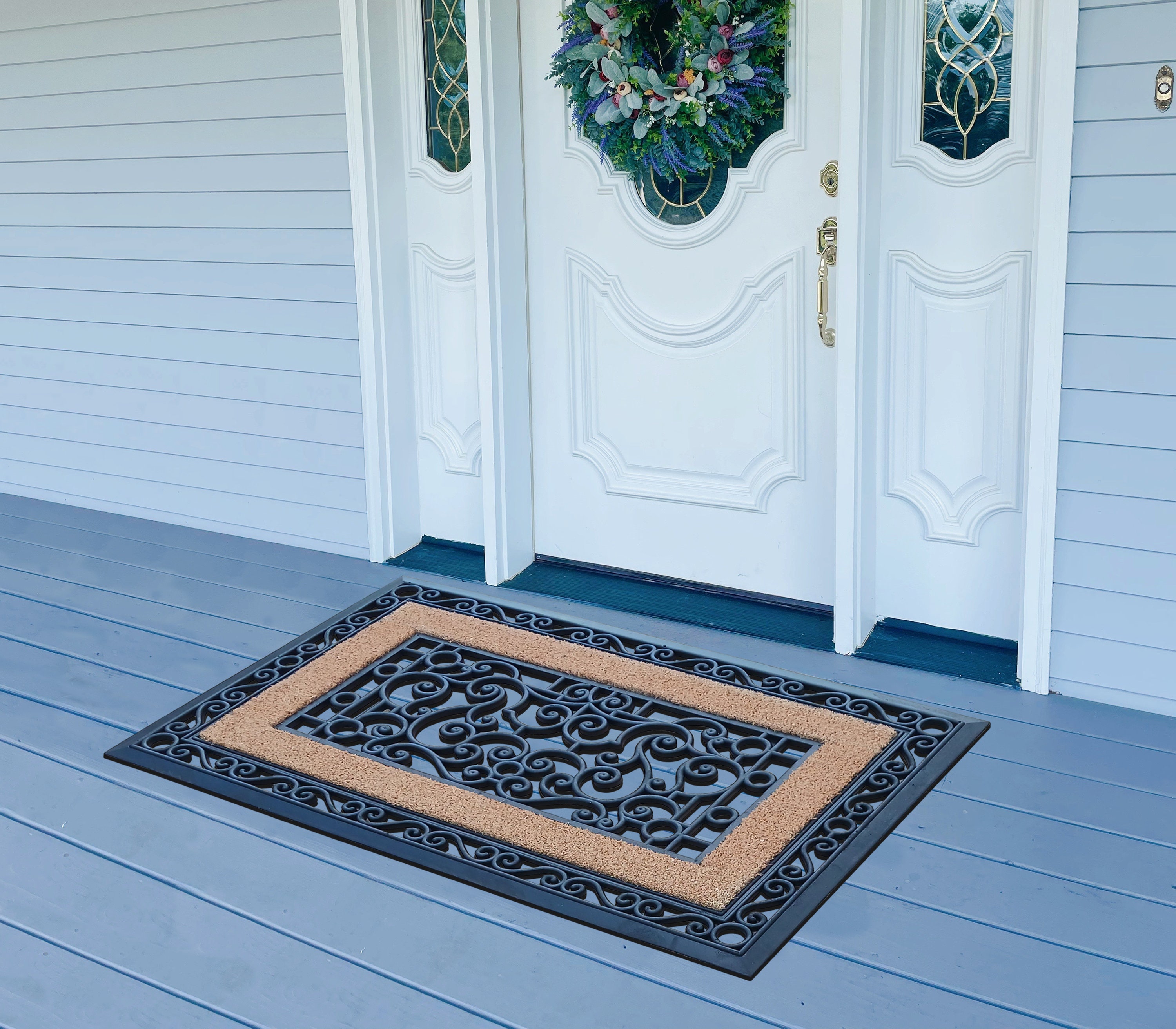 A1HC Natural Coir & Rubber Door Mat, Thick Durable Doormats, Large