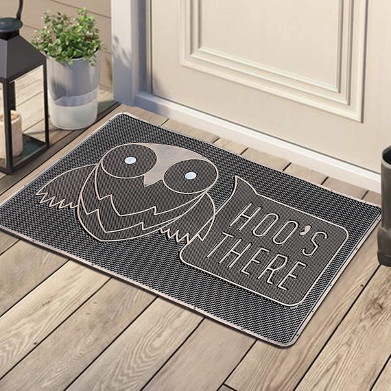 A1HC Hoo's There Owl Rubber Pin Welcome Door Mats for Outdoor Entrance, Welcome  Mats for Front Door Indoor Non-slip Backing Outside 18x30 