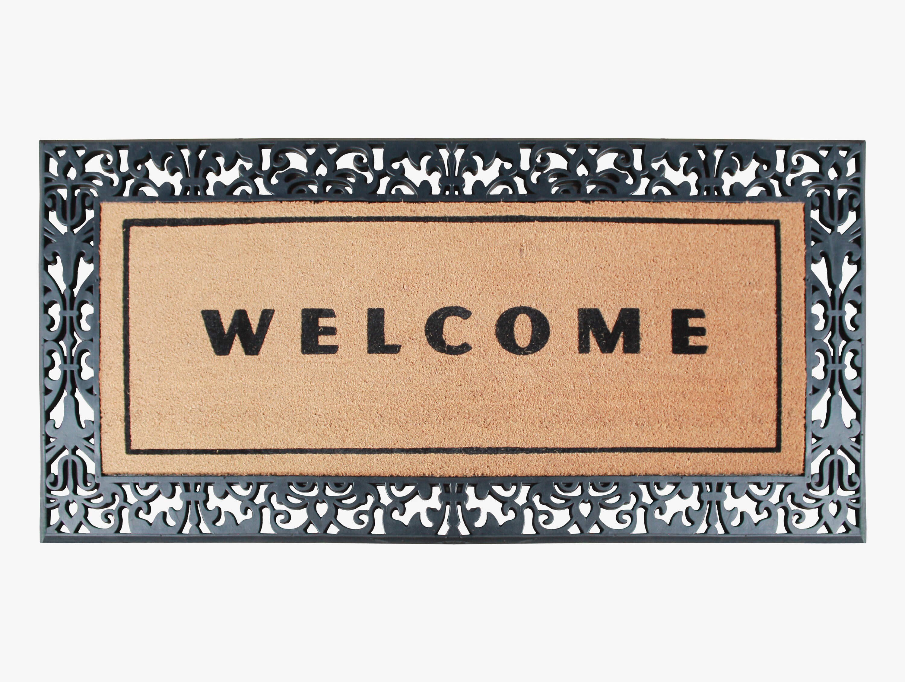 A1hc Natural Coir & Rubber Large Monogrammed Door Mat 30x60 Inches Thick Durable Doormats for Entrance Heavy Duty, Thin Profile Front Door Mat, Long