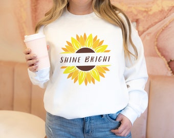 Shine Bright Crewneck Sweatshirt, Cozy Medium-Heavy Blend, Casual Unisex Pullover, Perfect Gift for Flower Lovers