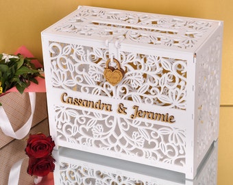 wedding card box with lock and slot