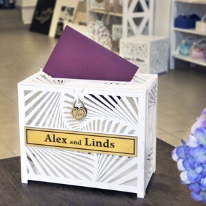 Caixa de cartão de casamento para casamento na praia com slot e fechadura