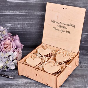 wooden hearts guest book, wedding guest book alternative wood