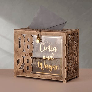 Hochzeitskartenbox mit Schloss, Hochzeitskartenbox mit Einwurfschlitz, montierte Hochzeitskartenbox