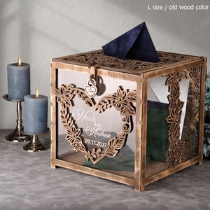 Klassische Hochzeitskartenbox mit Schlitz und Schloss. Hochzeitsbox für Karten