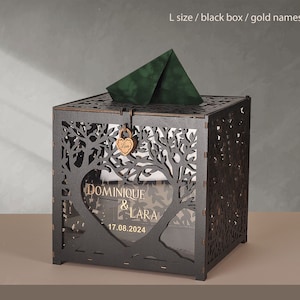 trouwkaartdoos, zwarte en gouden kaartdoos, gotische kaartdoos,
