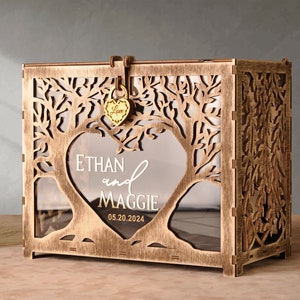 Classic Wedding Card Box with Slot and Lock. Wedding box for cards