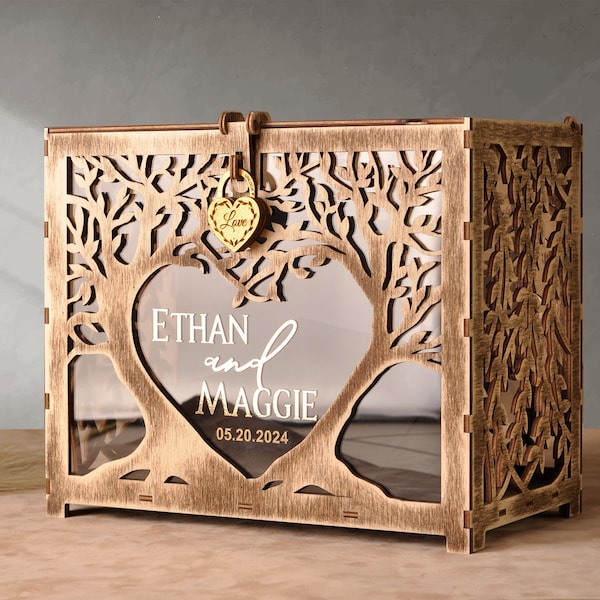 Glass Card Box for Wedding With Lock and Slot Etsy