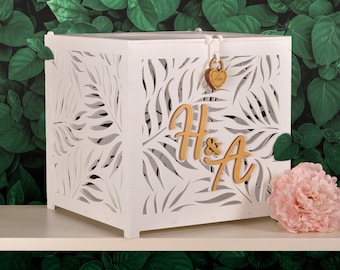Personalized Wedding Card Box with Slot, Decorative Lock
