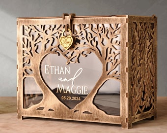 Wedding card box with lock. Card box for wedding