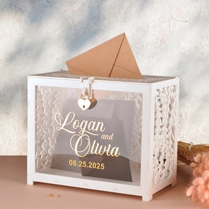 klassieke trouwkaartdoos, witte trouwkaartdoos, trouwkaartdoos met slot, grote trouwkaartdoos