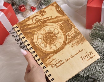 wood journal wooden notebook spiral notebook